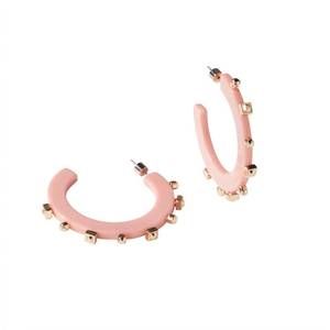 NEW SMITH & CO women's solid jewel hoop earrings in salmon